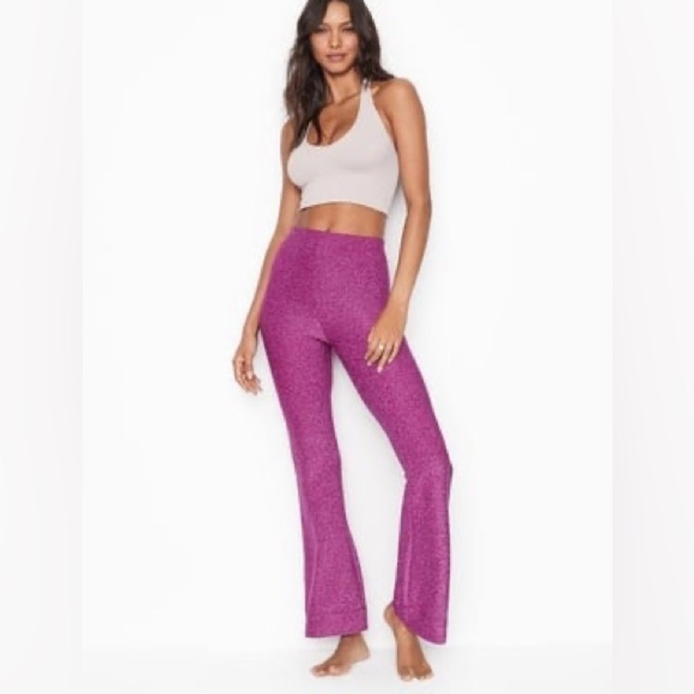 Victoria’s Secret purple magenta sparkly flared leggings pants